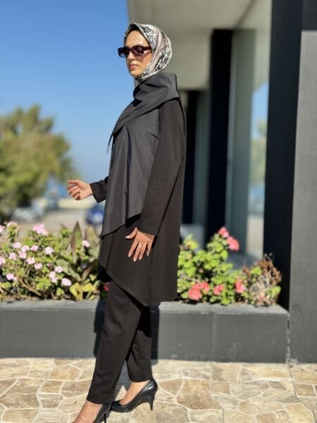 Almarwah Siyah Tunik Pantolon Takım 202668