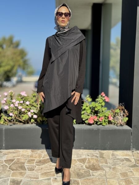 Almarwah Siyah Tunik Pantolon Takım 202668