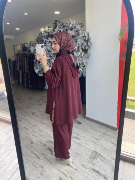 Ghisa Boncuk Detaylı Fermuarlı Kap Pantolon Takım 4886