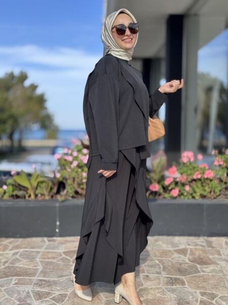 Ghisa Teknik Kumaş Detaylı Bluz Etek Takım G4117