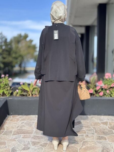 Ghisa Teknik Kumaş Detaylı Bluz Etek Takım G4117