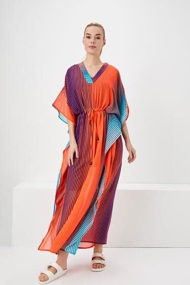 Haşema Renkli Çizgili Uzun Pareo HSM2940