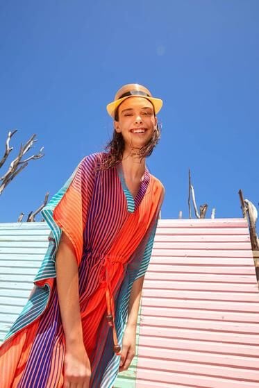 Haşema Renkli Çizgili Uzun Pareo HSM2940