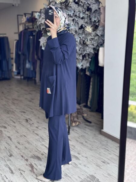 Tığ Triko Asimetrik Kesimli Aksesuar Detaylı Takım TKM3033