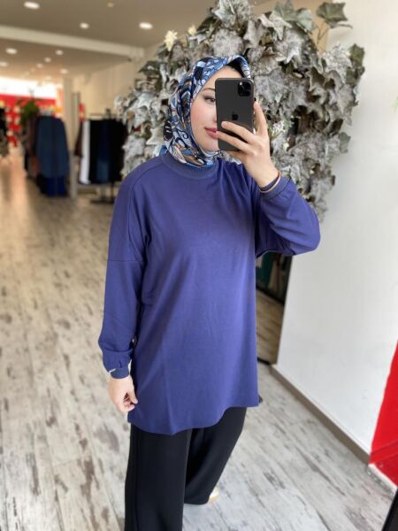 İnvee Kolları ve Boynu Ribanalı Penye Tunik 6977