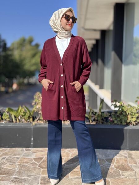 Ghisa Cep ve Düğme Detaylı Triko Hırka 3184