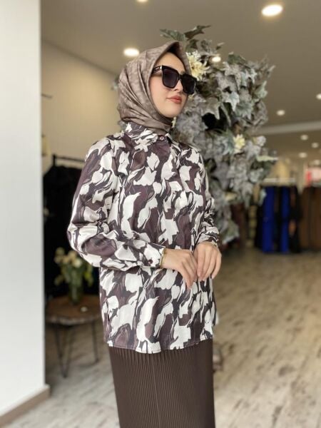 Almarwah Desenli Saten Gömlek 101975