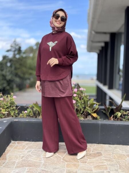 Qupra Taş Detaylı Tunik Pantolon 3 lü Takım WAC92071