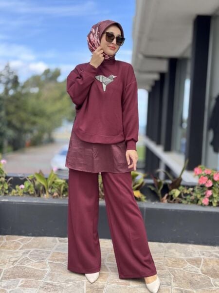 Qupra Taş Detaylı Tunik Pantolon 3 lü Takım WAC92071