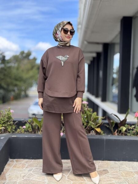 Qupra Taş Detaylı Tunik Pantolon 3 lü Takım WAC92071