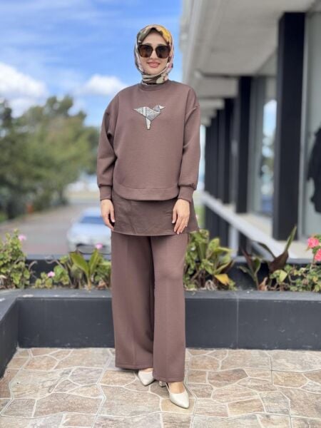 Qupra Taş Detaylı Tunik Pantolon 3 lü Takım WAC92071