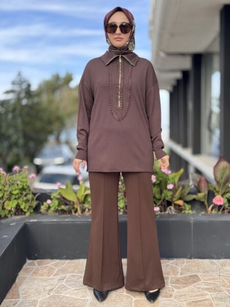 Misswhence Önü Nervür Detaylı Örme Pantolon 38105