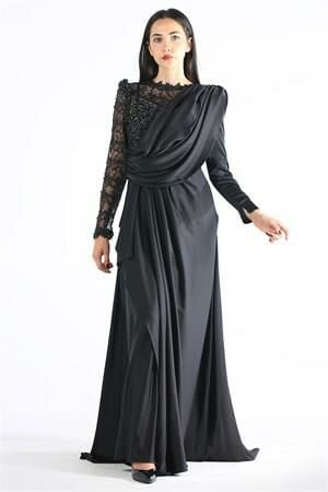 Kenzel Siyah Tesettür Abiye Elbise (KENZEL-1070)