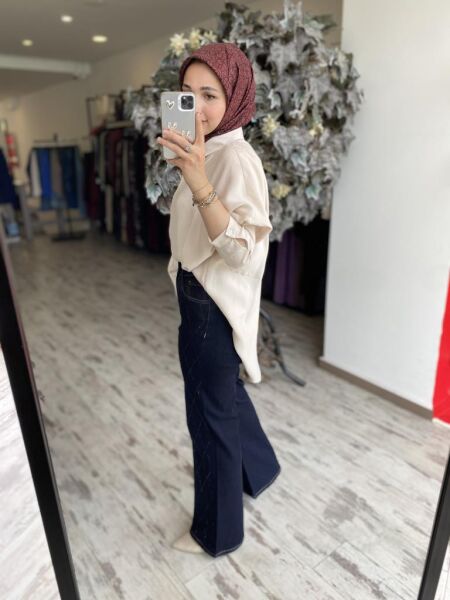 Ghisa Taş Baskılı Kot Pantolon 8922 LACİVERT - 1