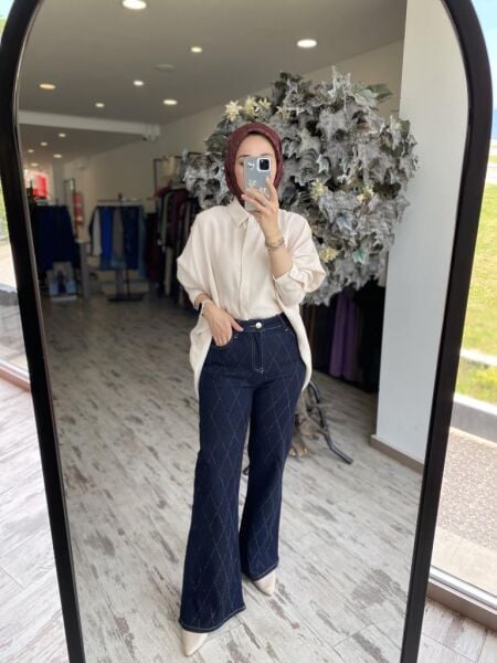 Ghisa Taş Baskılı Kot Pantolon 8922 LACİVERT - 3