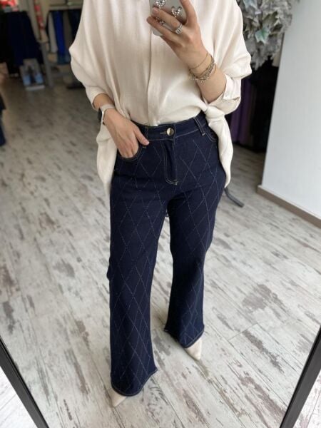 Ghisa Taş Baskılı Kot Pantolon 8922 LACİVERT - 3