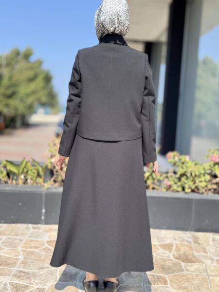 Ghisa Gold Düğme Detaylı Ceket Etek Takım 3240