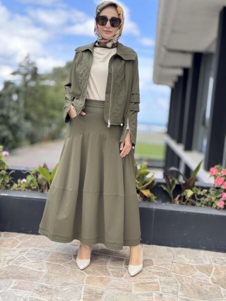 Misswhence Dikiş ve Büzgü Detaylı Ceket Etek Takım 38208