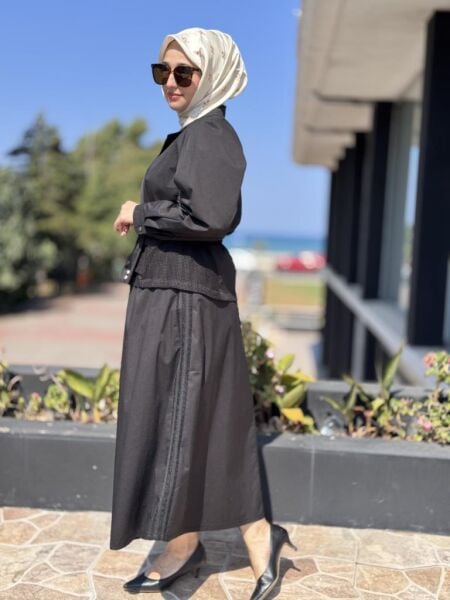 Ghisa File Detaylı Ceket Etek Takım 3269