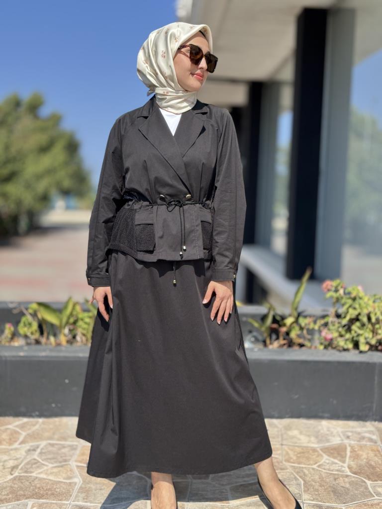 Ghisa File Detaylı Ceket Etek Takım 3269