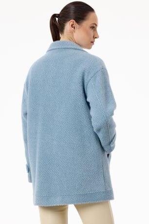 Tığ Triko Manşetleri Apoletli Kruvaze Kaban KBN2017