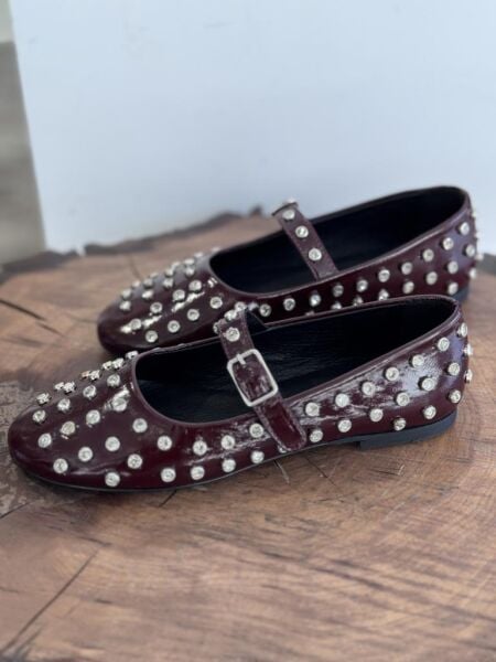 Majensia Kristal Taşlı Deri Babet 151228 BEJ - 38