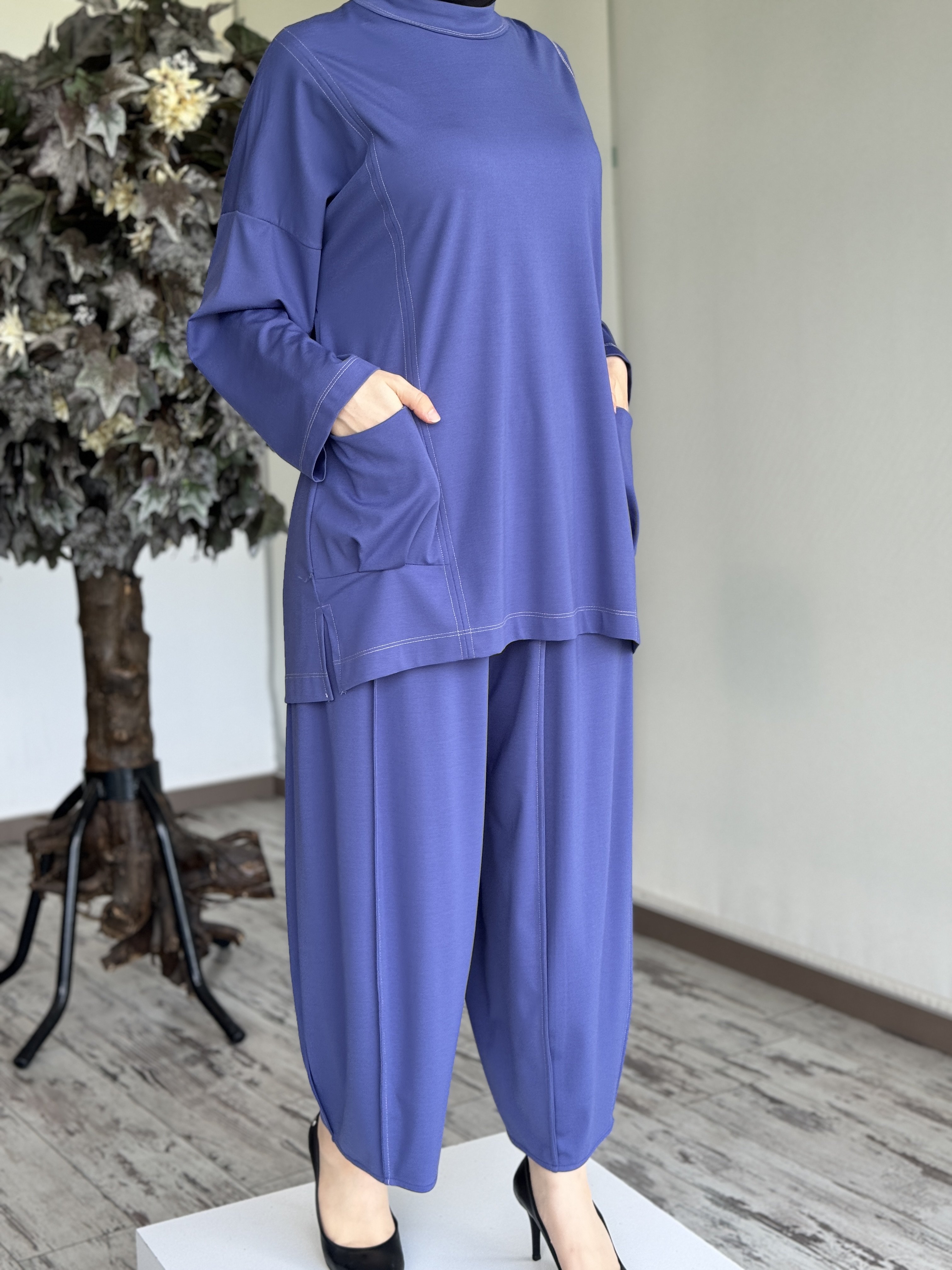 Ghisa Penye Tunik Şalvar Pantolonlu Takım 4691