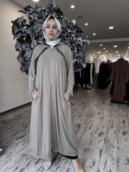 Misswhence Kapüşonlu Fermuarlı Penye Pardesü 37525