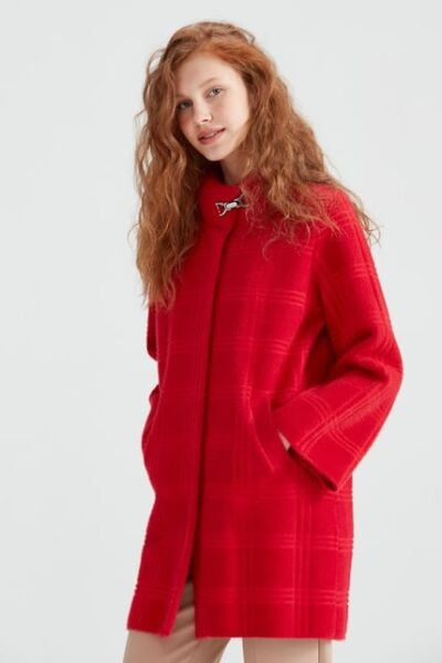 Tığ Triko Broşlu Örgü Detaylı Mink Kaban KBN20862