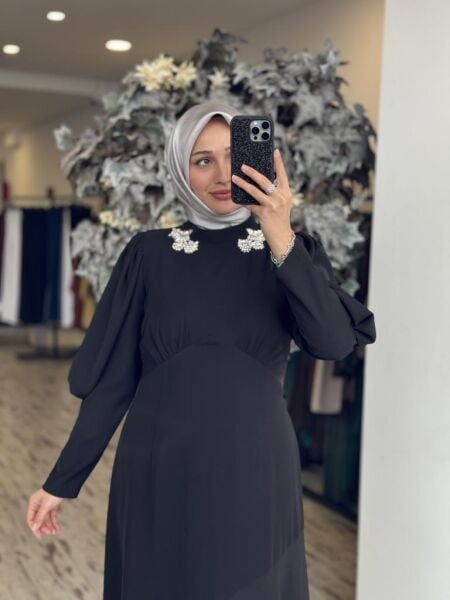 Almarwah Yakası Taşlı Abiye Elbise 90491