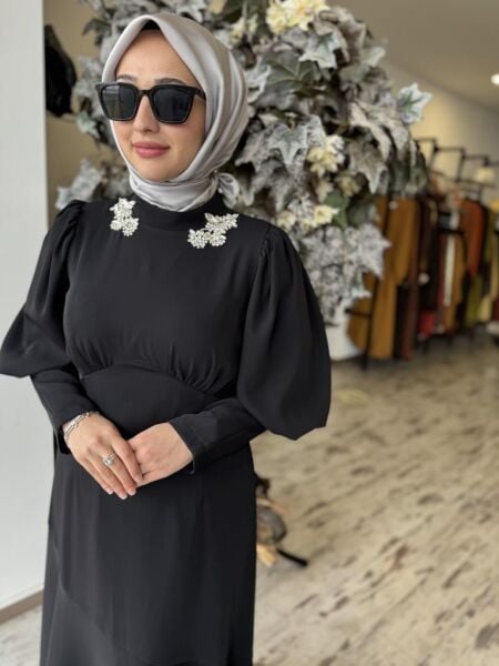 Almarwah Yakası Taşlı Abiye Elbise 90491