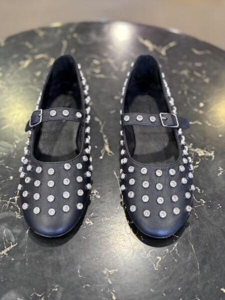 Majensia Kristal Taşlı Deri Babet 151228 SİYAH - 37