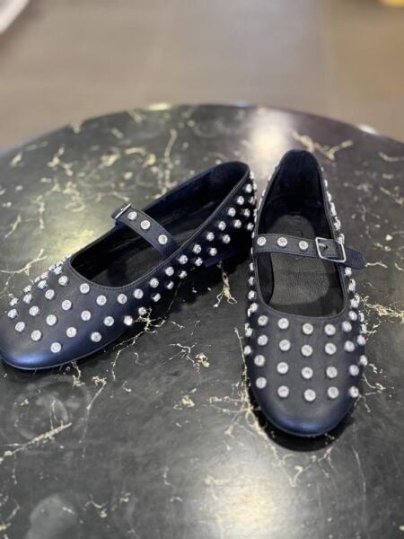 Majensia Kristal Taşlı Deri Babet 151228 SİYAH - 38