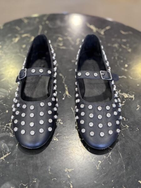 Majensia Kristal Taşlı Deri Babet 151228 SİYAH - 38