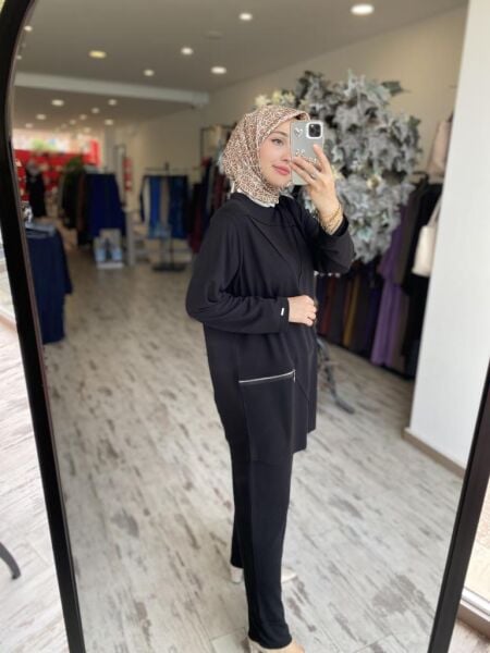 İNVEE Fermuar Detaylı Pamuk Tunik Pantolon Takım 7111