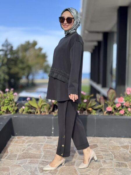 Ghisa Beli Köprü ve Bağcık Detaylı Tunik Pantolon Takım G4122