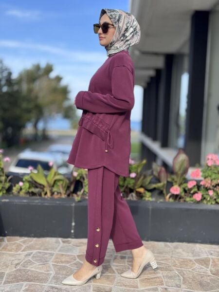 Ghisa Beli Köprü ve Bağcık Detaylı Tunik Pantolon Takım G4122
