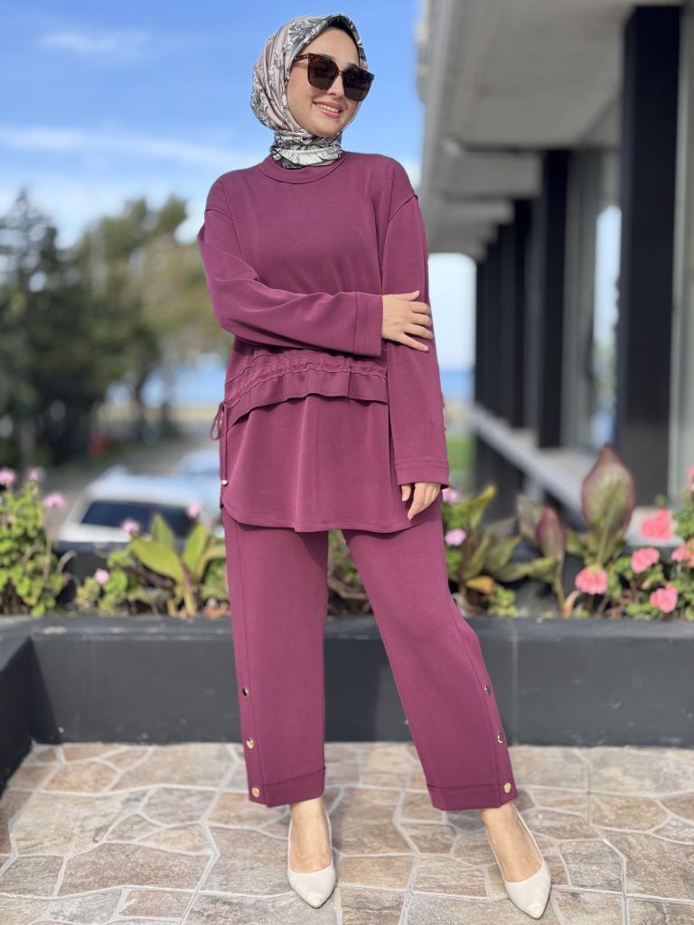 Ghisa Beli Köprü ve Bağcık Detaylı Tunik Pantolon Takım G4122
