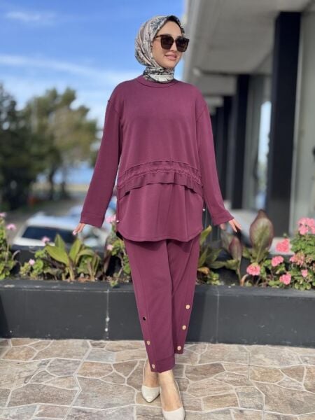 Ghisa Beli Köprü ve Bağcık Detaylı Tunik Pantolon Takım G4122