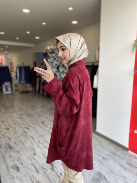 İnvee Çiçek Desenli Tunik 7109 BORDO