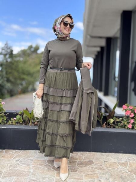 Misswhence Teknik Kumaş ve Fırfır Detaylı Ceket Elbise Takım 38807