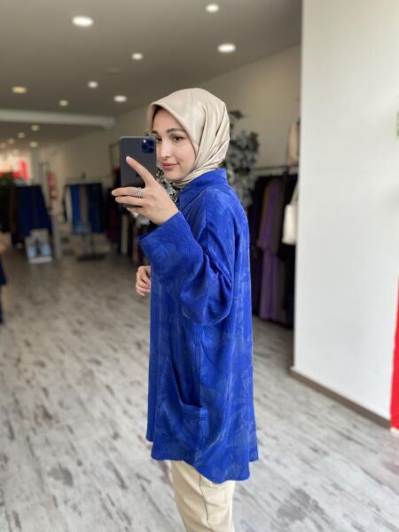 İnvee Çiçek Desenli Tunik 7109 SAKS