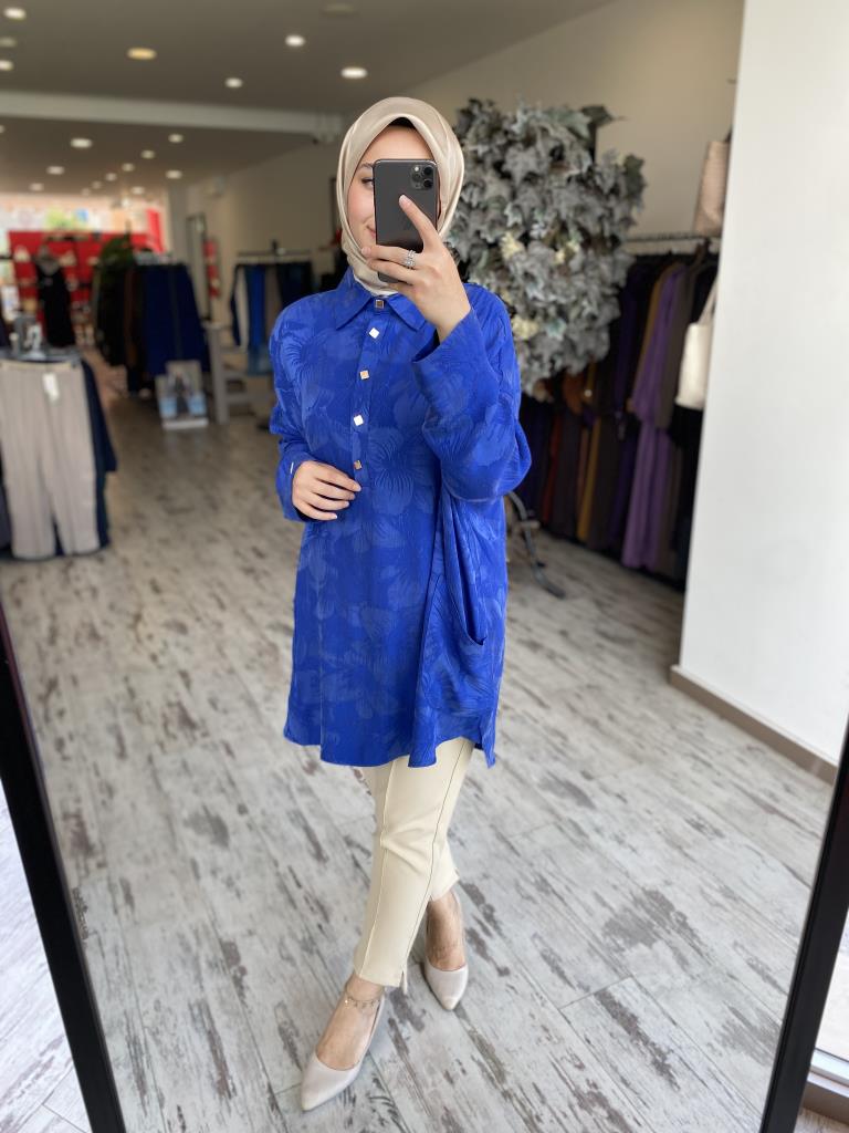 İnvee Çiçek Desenli Tunik 7109 SAKS