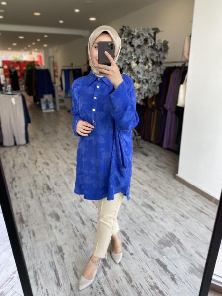 İnvee Çiçek Desenli Tunik 7109 SAKS
