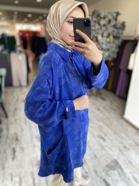 İnvee Çiçek Desenli Tunik 7109 SAKS