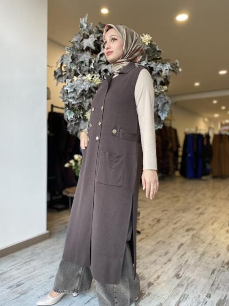Ghisa Düğme Detaylı Triko Yelek 3943