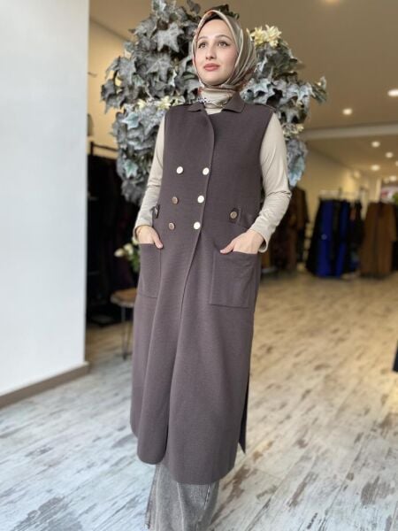 Ghisa Düğme Detaylı Triko Yelek 3943