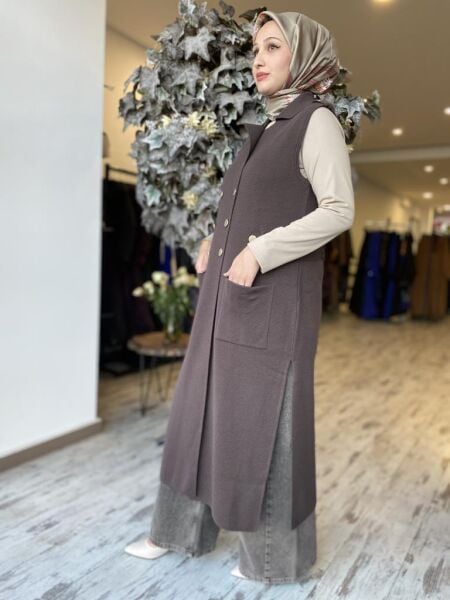 Ghisa Düğme Detaylı Triko Yelek 3943
