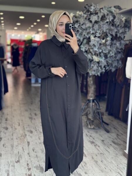 İnvee Tencel Gömlek Elbise 7010 SAKS - 1