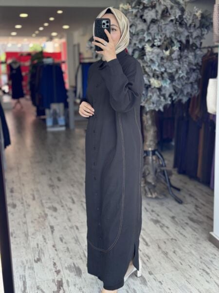 İnvee Tencel Gömlek Elbise 7010 SAKS - 1